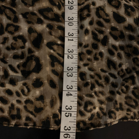 WHBM Dress NWT Women's Size 00 Soft Leopard Blouson Sheer Mob Wife Midi-Length - Picture 6 of 6